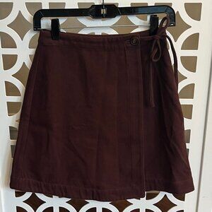 NWT Madewell Brown Wrap Mini Skirt with Tie Size 00